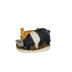 Vintage Peter Fagan Pig Miniature Figurine Black White Scotland